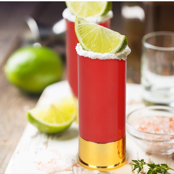 Set of 4 12 Gauge Red & Gold Shotgun Shell Shot Glasses - Picture 4 of 7